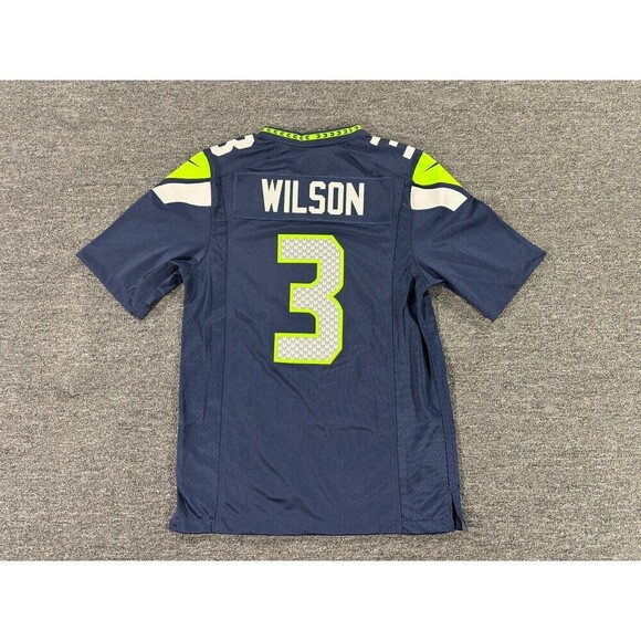 Nike Seattle Seahawks Jersey Mens Small Blue Russel Wilson Football On Field - Picture 9 of 11